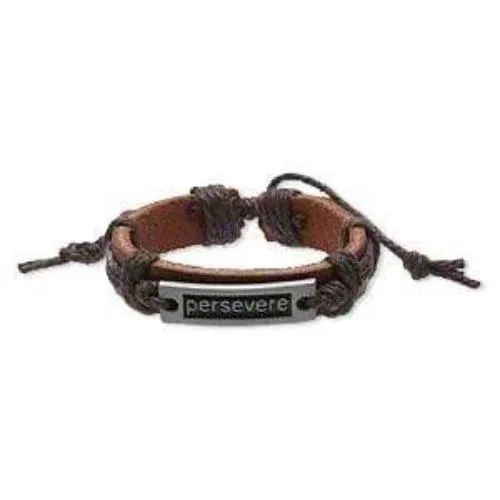 Leather Adjustable Persevere Bracelet Unisex Adult