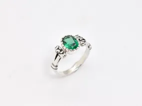 Tribal Emerald Ring - Green Oval Ring - Emerald Boho Ring